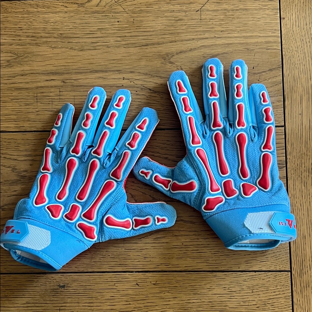 Rivel Football Gloves Blue and Red Skeleton Design Gloves